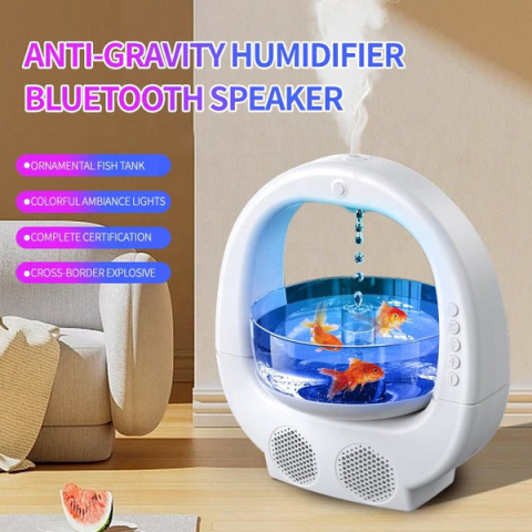 UMIDIFICATOR MULTIFUNCȚIONAL 3-ÎN-1: BOL DECORATIV, BOXĂ BLUETOOTH ȘI ILUMINARE RGB – CAPACITATE 700ML, DESIGN MODERN DIN ABS ALB [1]