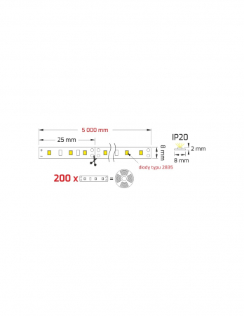 Strip LED szalag 70W/5m 600 LED-del [6]