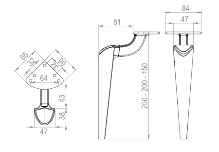 Bútorláb  Side Arany matt [3]