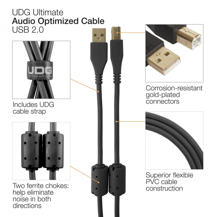 UDG Ultimate 1m Cable USB 2.0 Black Angled [4]