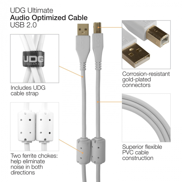 UDG Ultimate 1m Cable USB 2.0 White Angled [4]