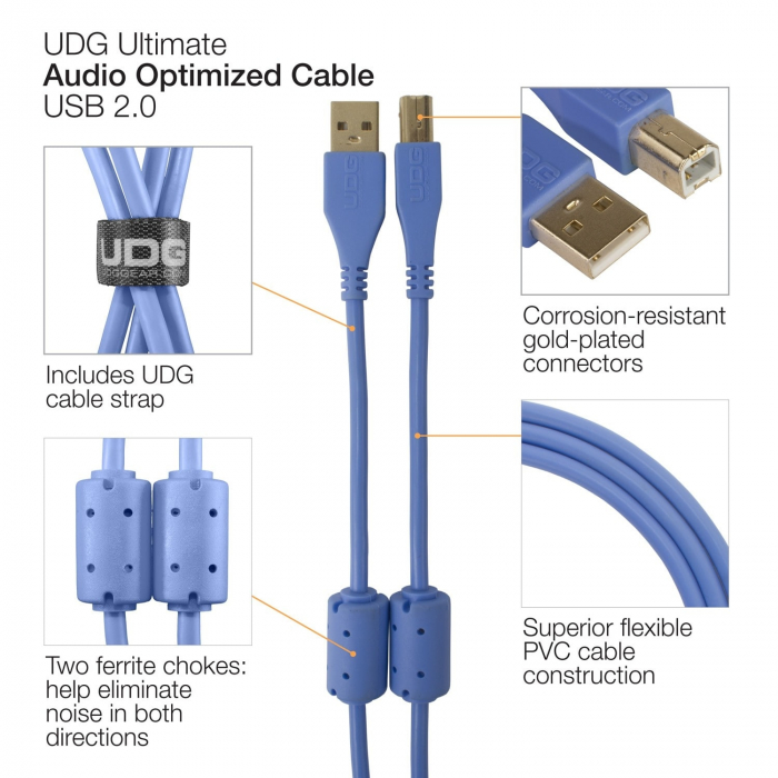 UDG Ultimate 2m Cable USB 2.0 Blue Angled [4]