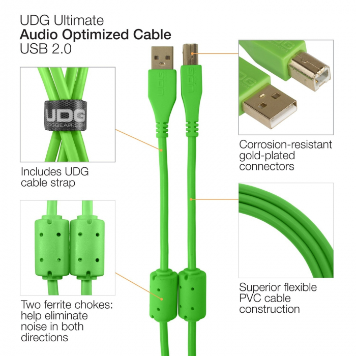 UDG Ultimate 2m Cable USB 2.0 Green Straight [4]