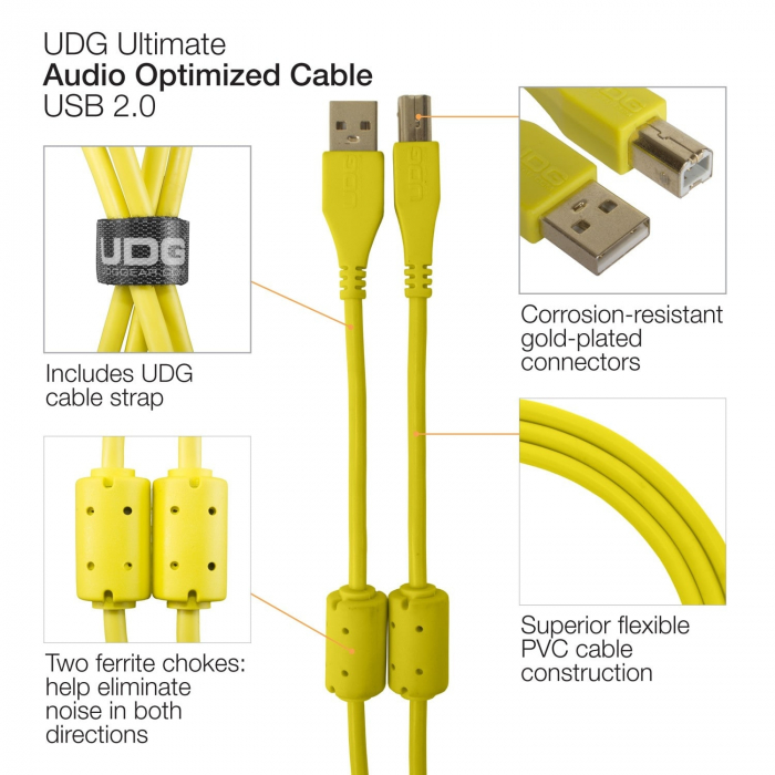 UDG Ultimate 2m Cable USB 2.0 Yellow Angled [4]
