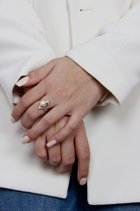 Inel Pearl Spark- bijuterii elegante placate cu aur, transport gratuit [3]