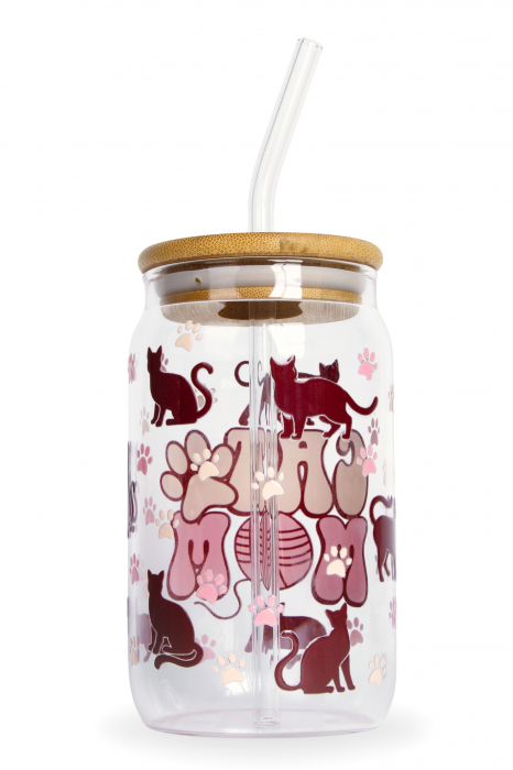 Pahar din sticlă Cat Mom [2]
