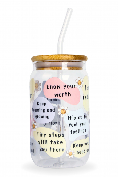 Pahar din sticlă Daily Affirmations [2]