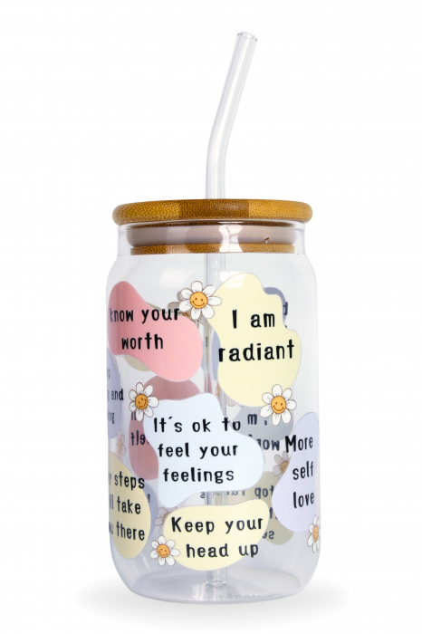 Pahar din sticlă Daily Affirmations [3]
