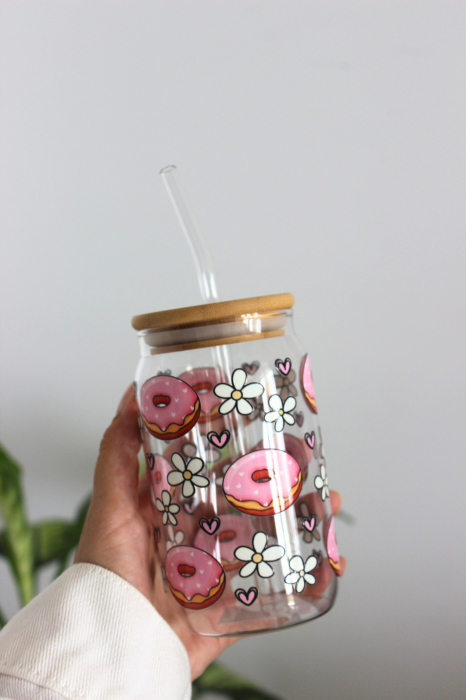 Pahar din sticlă Pink Donuts [3]