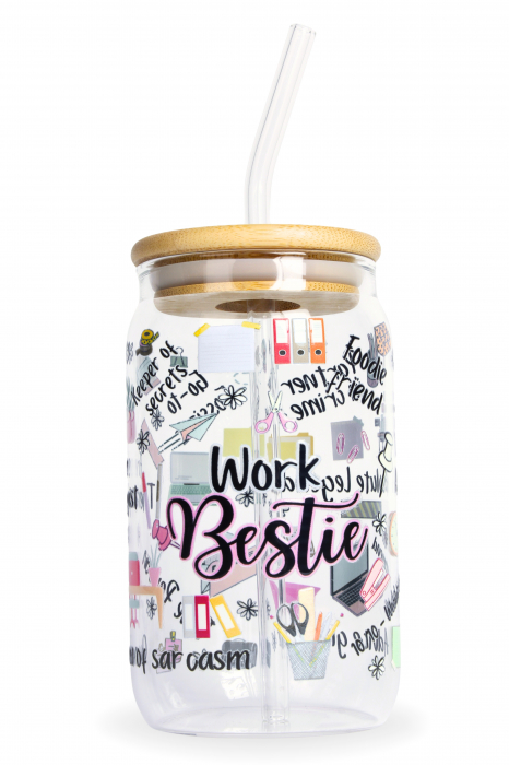 Pahar din sticlă Work Bestie [1]