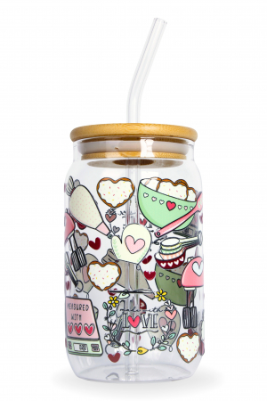 PAHARE PERSONALIZATE - Pahar din sticlă Bake More, Worry Less