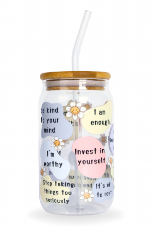 PAHARE PERSONALIZATE - Pahar din sticlă Daily Affirmations