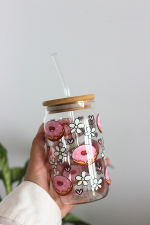 Pahar din sticlă Pink Donuts [2]