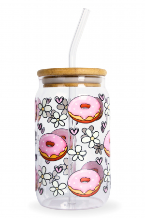 Pahar din sticlă Pink Donuts [1]