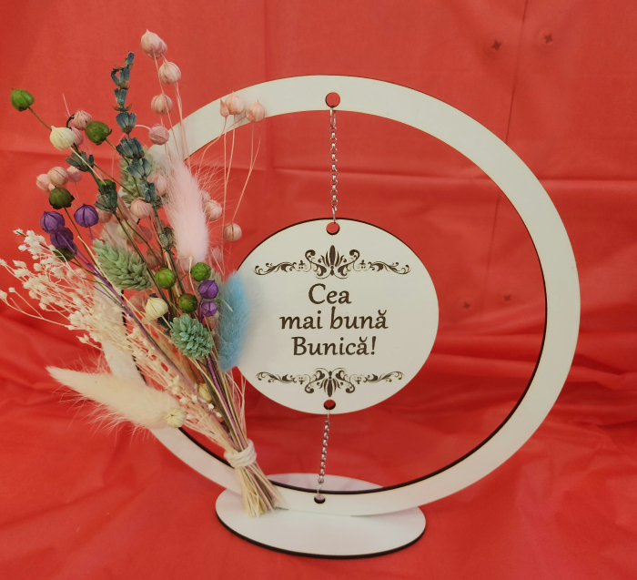 Cadou cerc cu buchet de flori uscate [4]