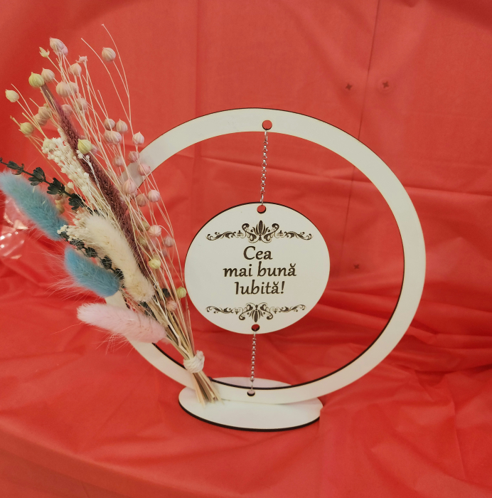 Cadou cerc cu buchet de flori uscate [2]
