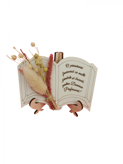 Martisor carte cu flori uscate și suport [1]