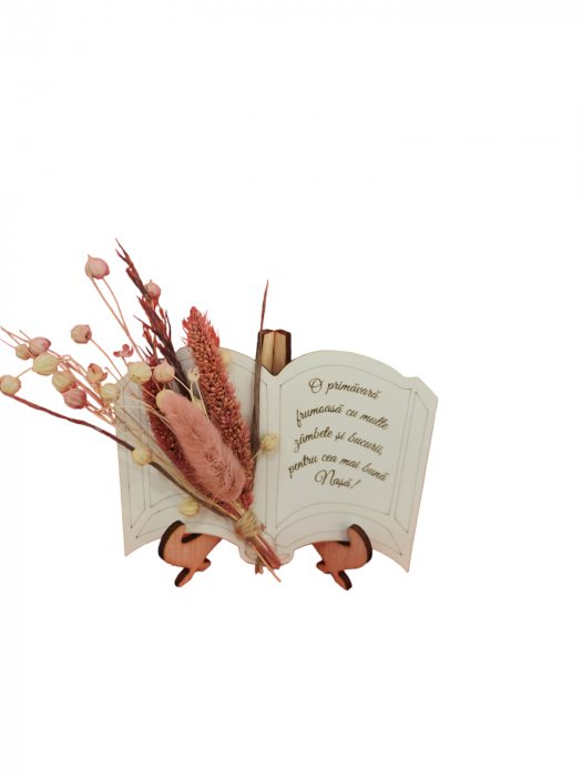 Martisor carte cu flori uscate și suport [5]