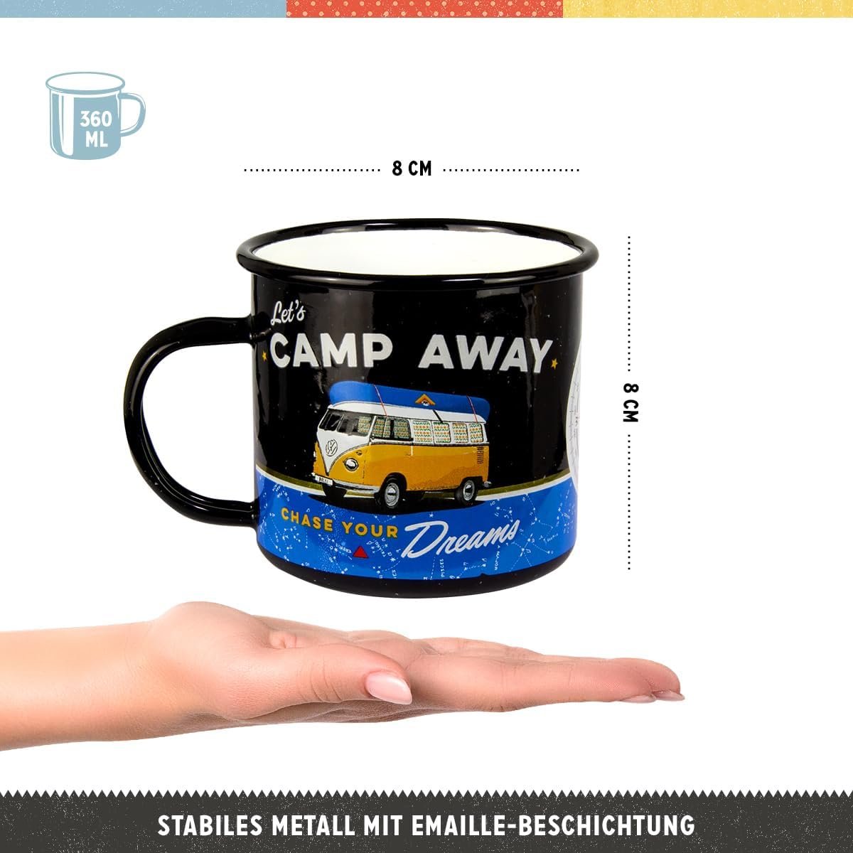 Cana metalica emailata VW Bulli Let's Camp Away Night - Hai la camping - Noaptea [5]