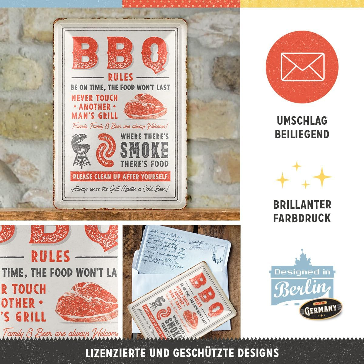 Carte postala metalica BBQ Rules - Reguli pentru Gratar [4]