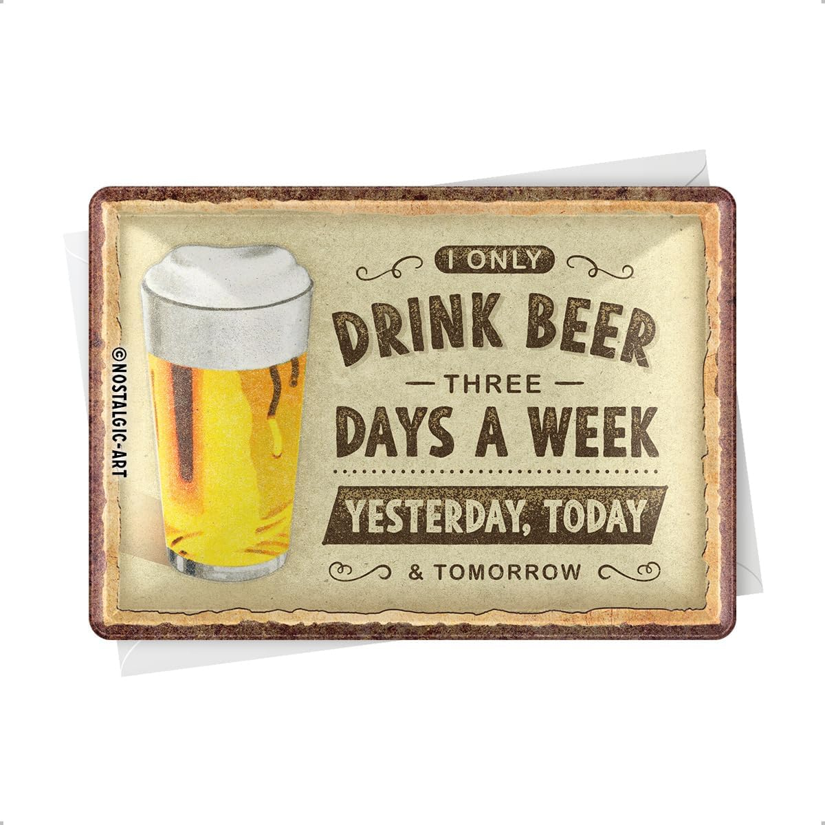 Carte postala metalica Drink Beer Three Days - Beau bere 3 zile [3]
