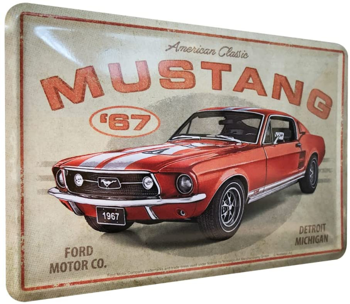 Carte postala metalica Ford Mustang - GT 1967 Red - Rosu [2]
