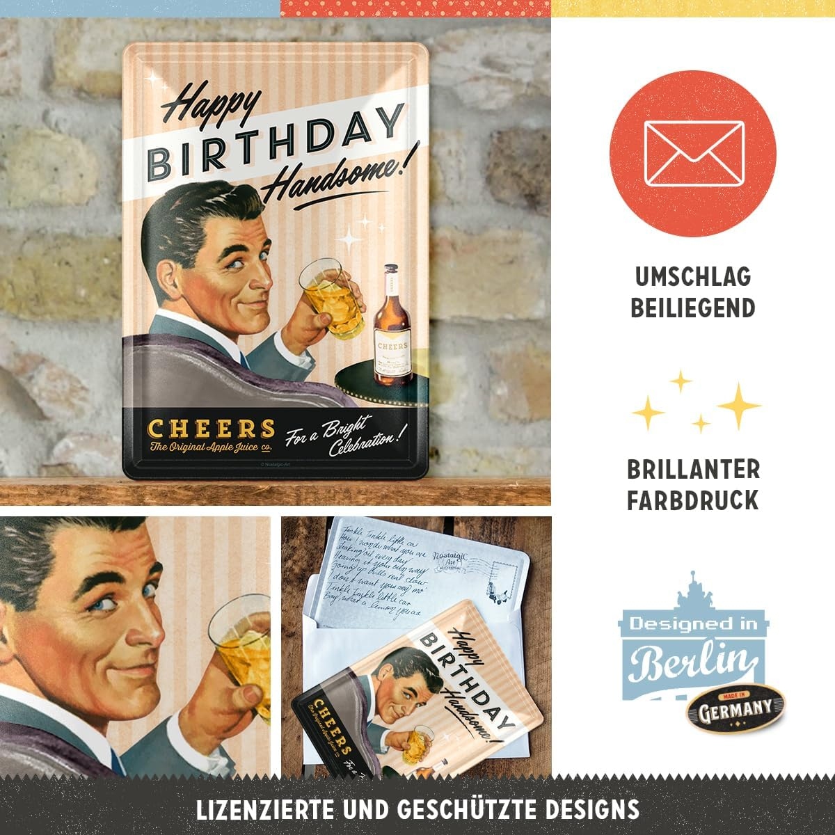 Carte postala metalica Happy Birthday Man - La multi ani! - Barbat [3]