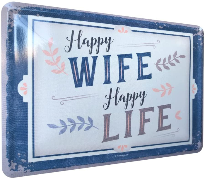 Carte postala metalica Happy Wife Happy Life - Nevasta fericita Viata Fericita [2]
