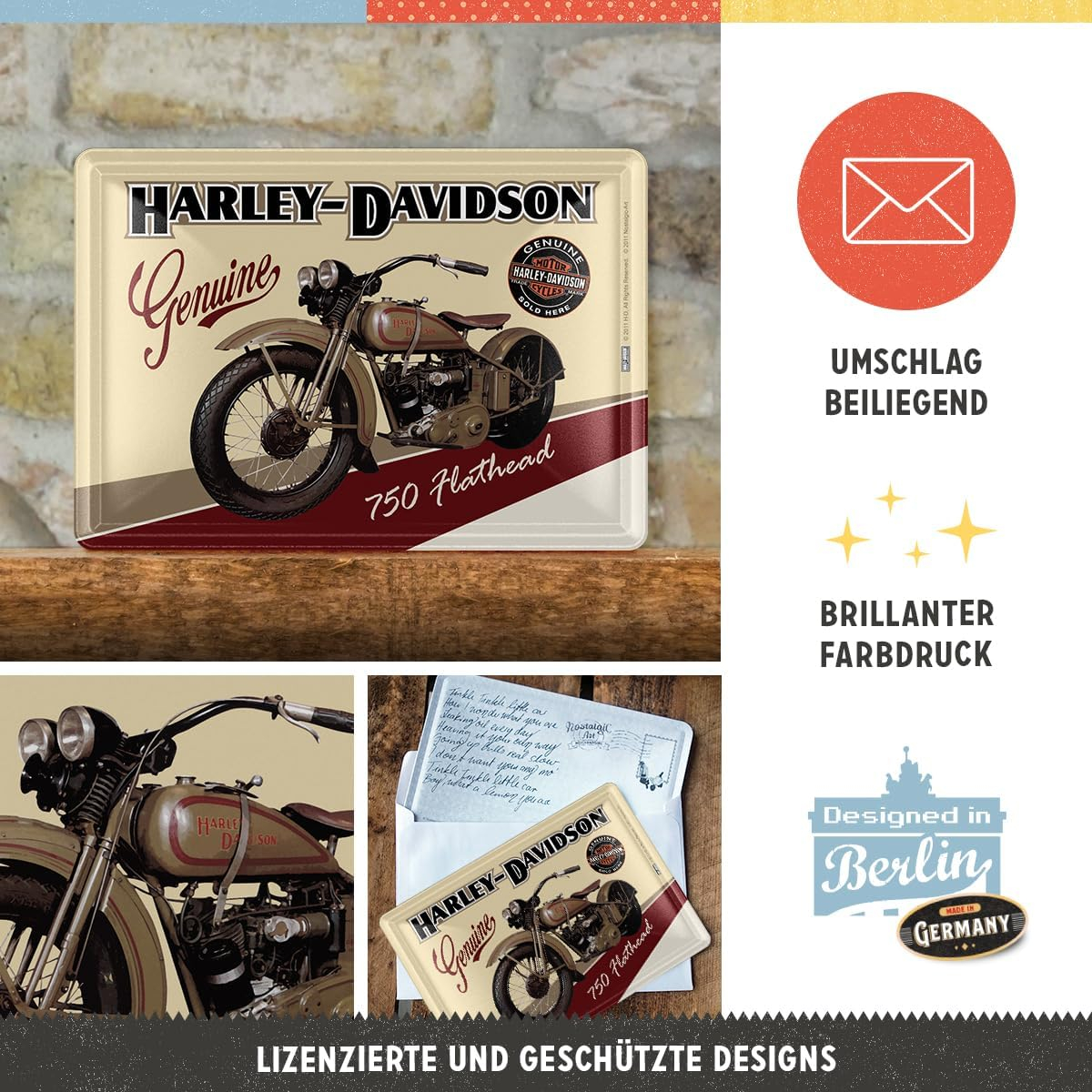 Carte postala metalica Harley-Davidson Flathead [2]