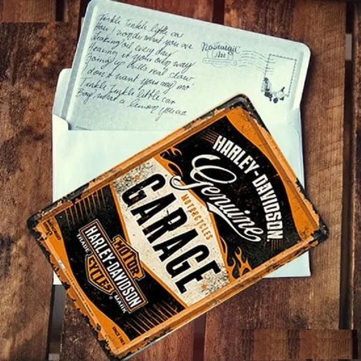 Carte postala metalica Harley-Davidson Garage - Garaj [2]