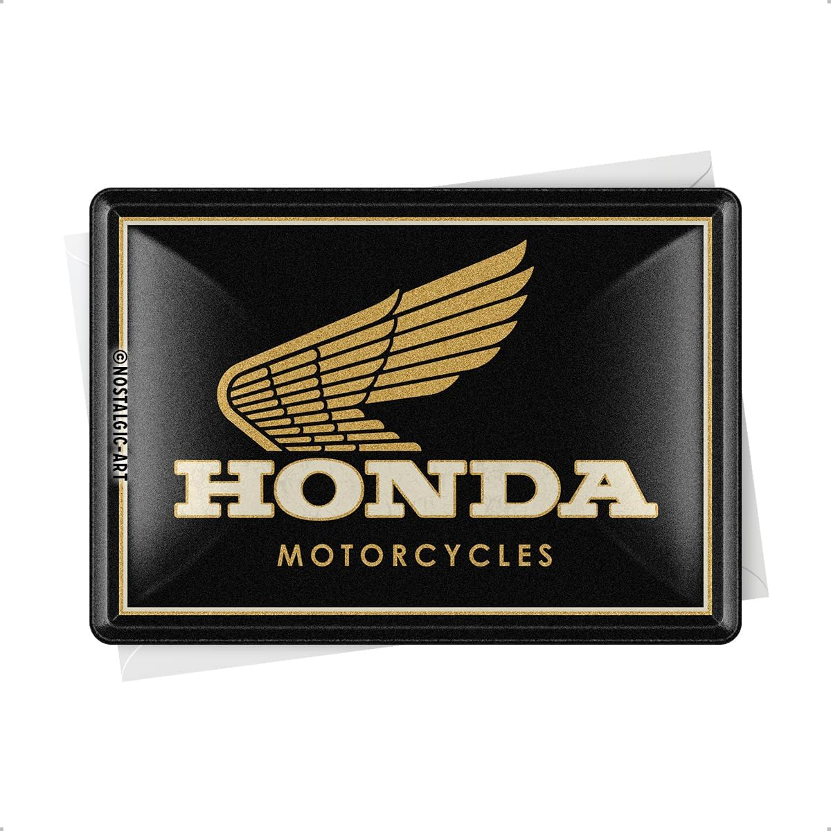 Carte postala metalica Honda MC Motorcycles Gold - Sigla Honda Moto pe auriu [2]