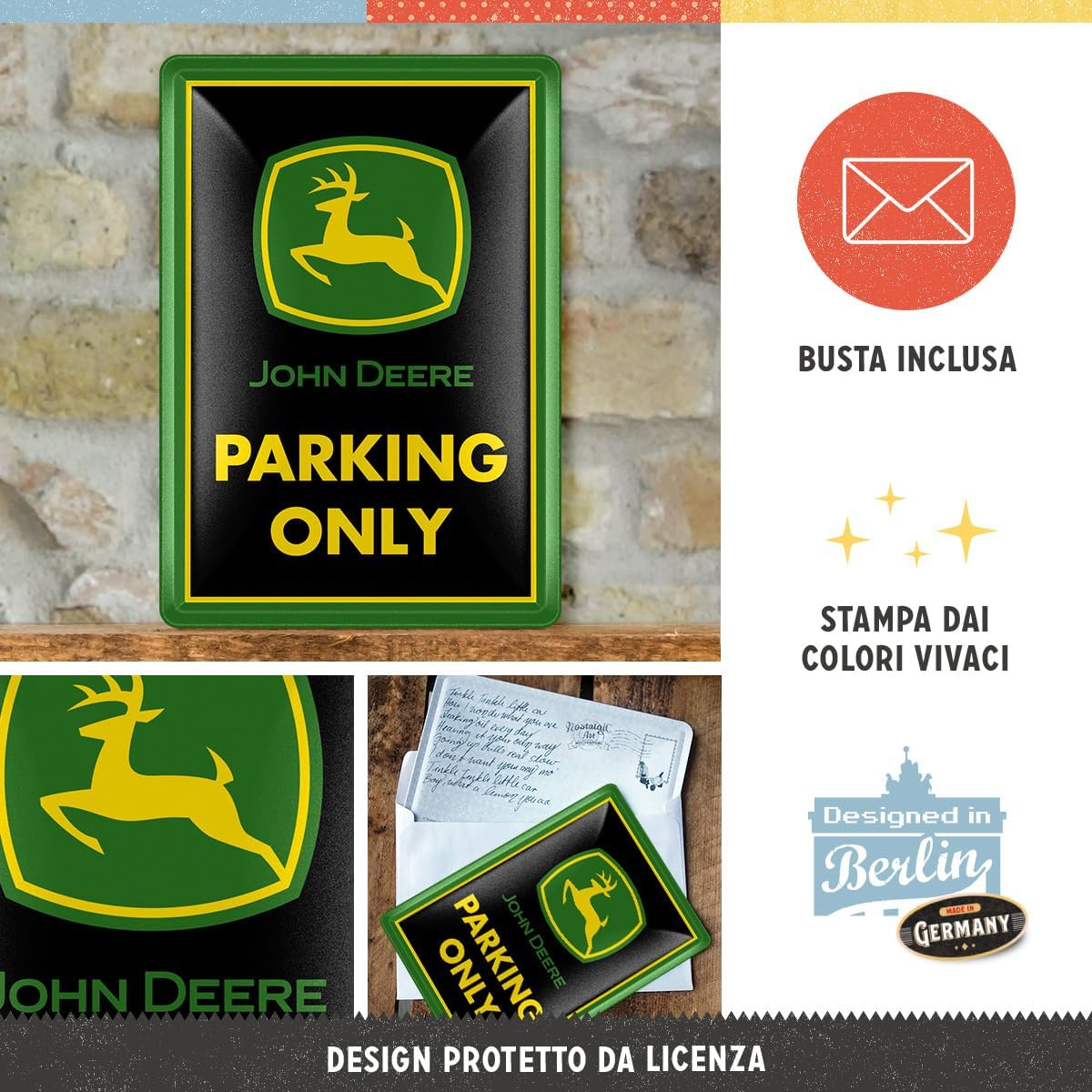 Carte postala metalica John Deere Parking Only [3]