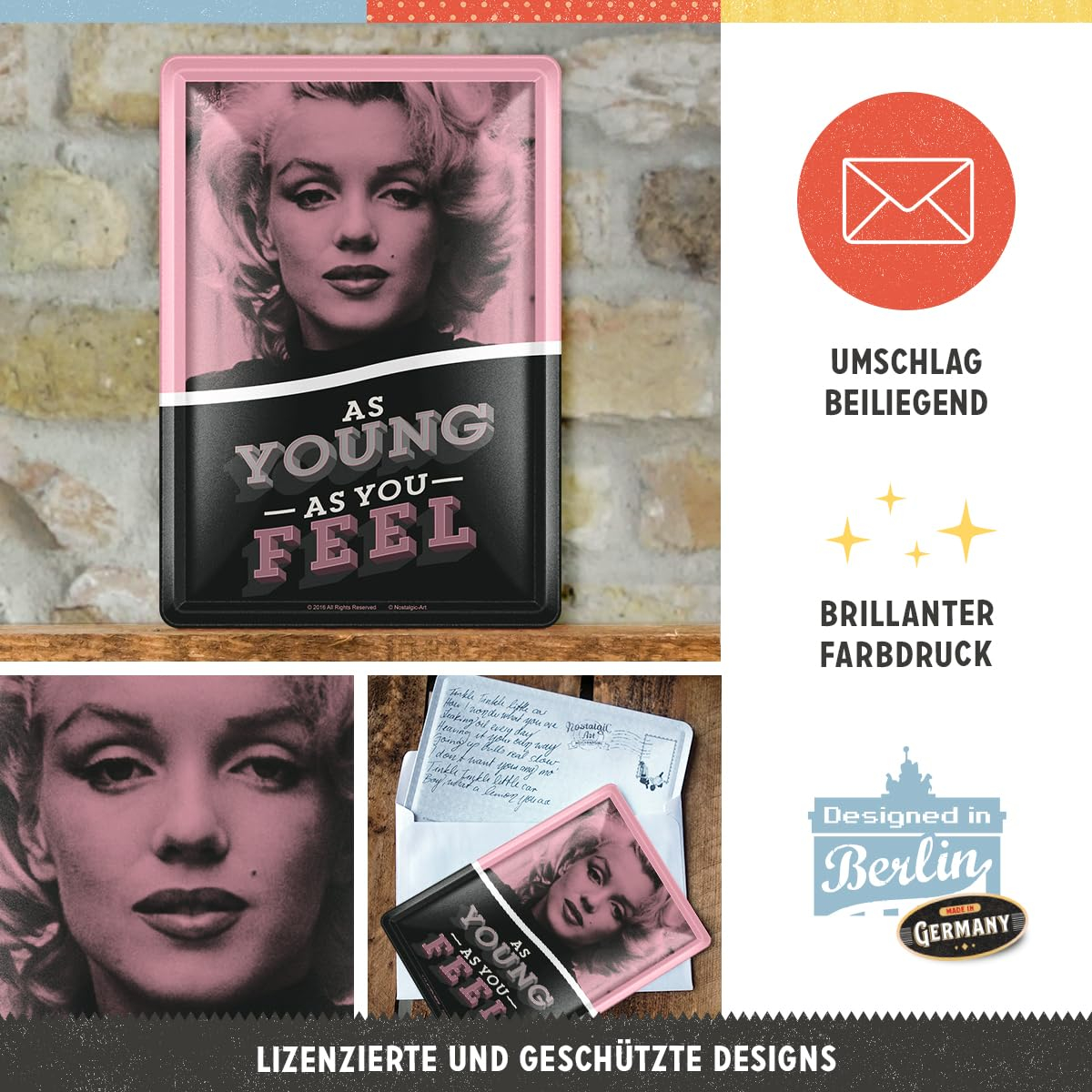 Carte postala metalica Marilyn Monroe - As Young As You Feel - Cat de tanar te simti tu [3]