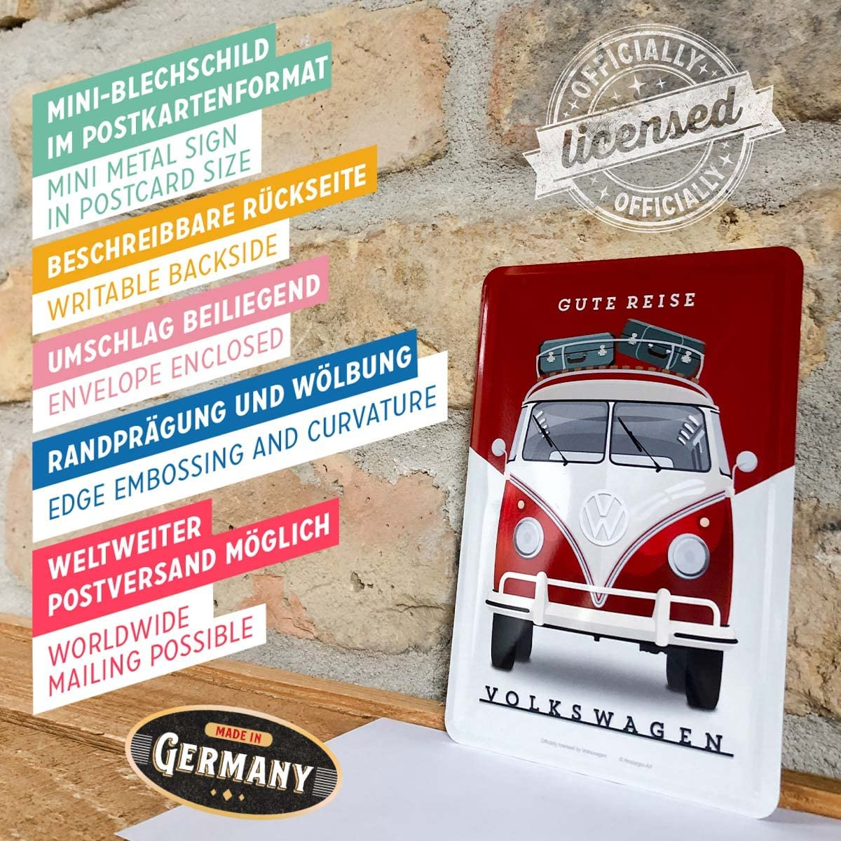 Carte postala metalica Volkswagen - Gute Reise - Forma Buna [4]