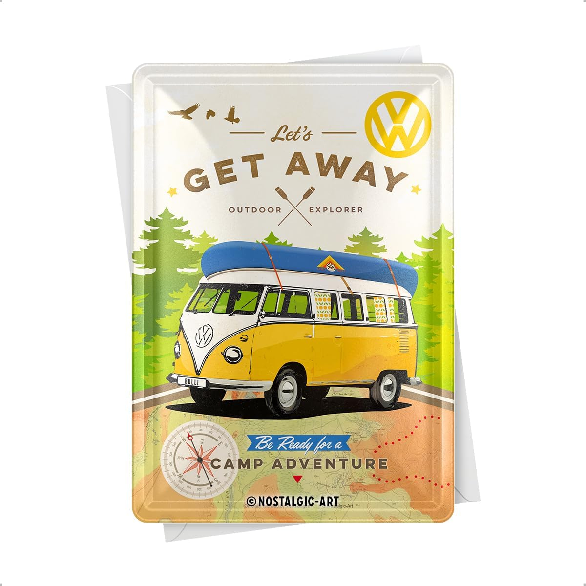 Carte postala metalica Volkswagen Let's Get Away - Hai sa o intindem [2]