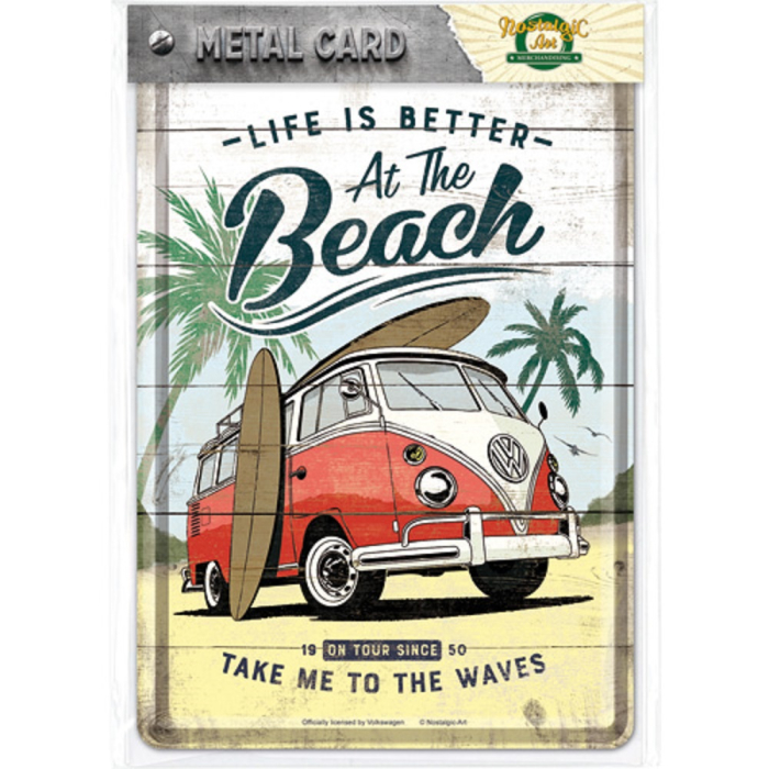Carte postala metalica VW Bulli - Beach - Plaja [2]