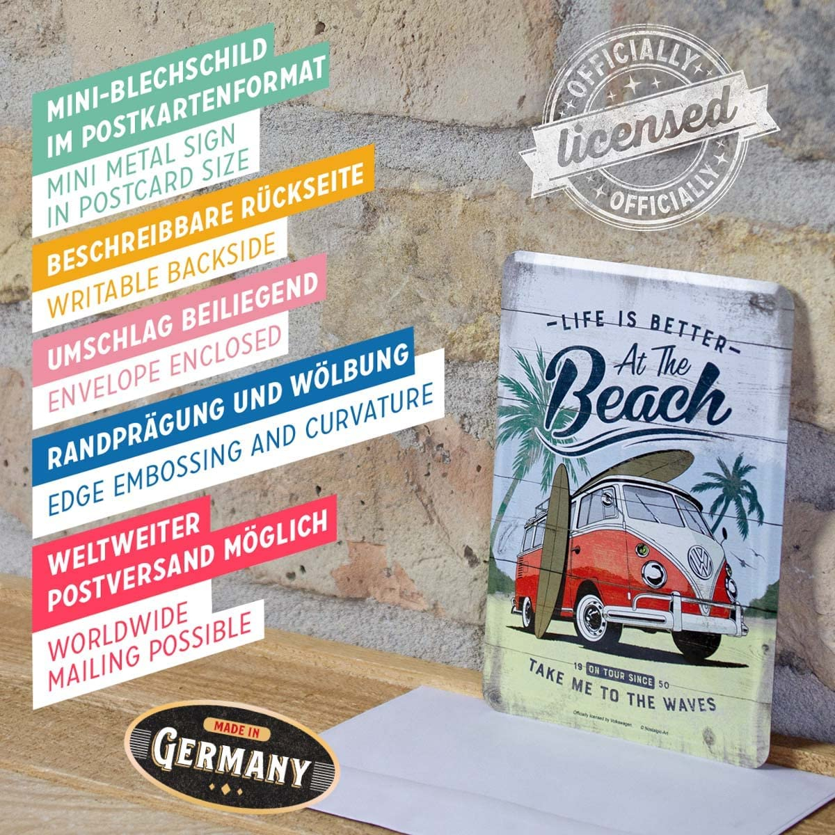 Carte postala metalica VW Bulli - Beach - Plaja [3]