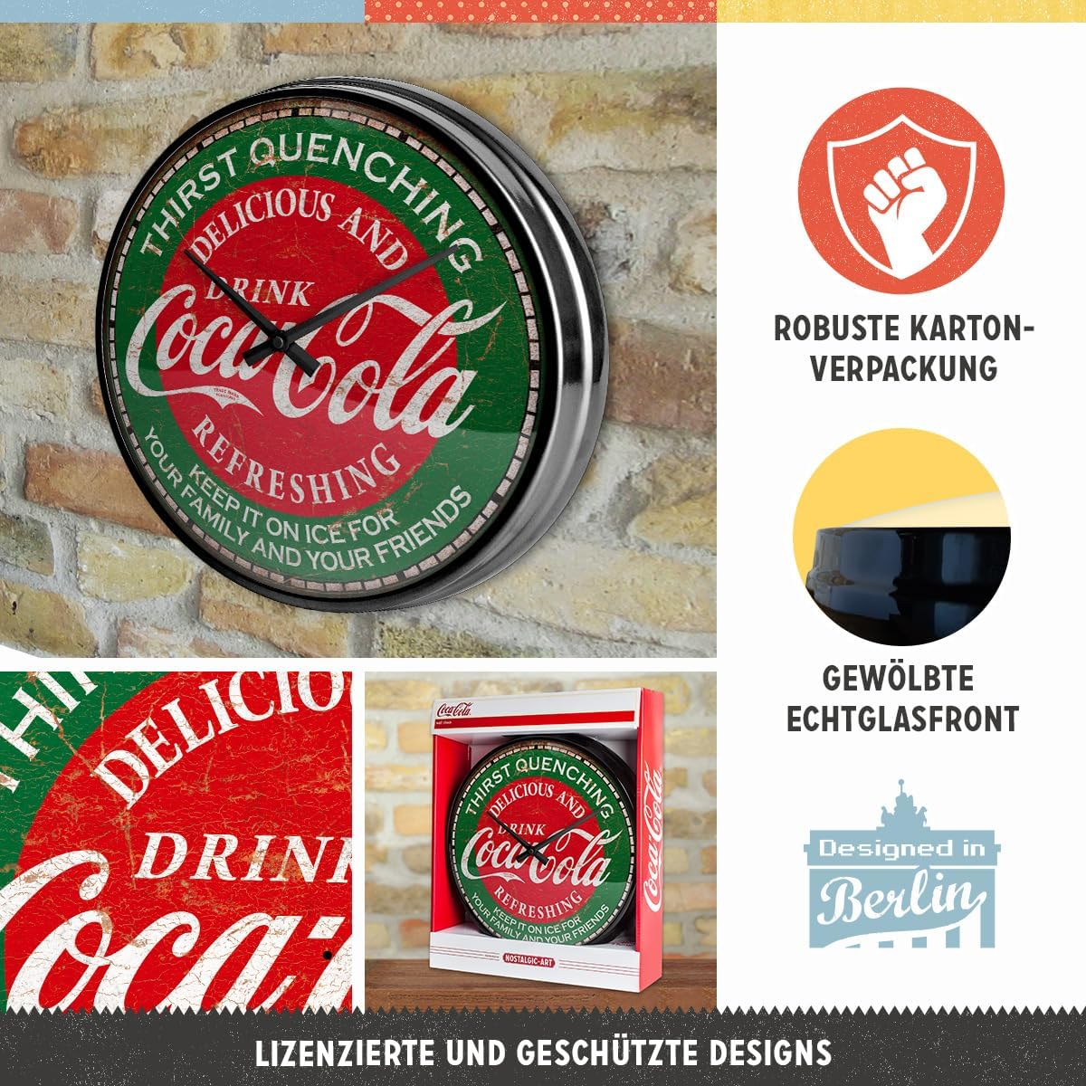 Ceas de perete Coca-Cola Thirst Quenching Green 31cm - Potoleste Setea [3]