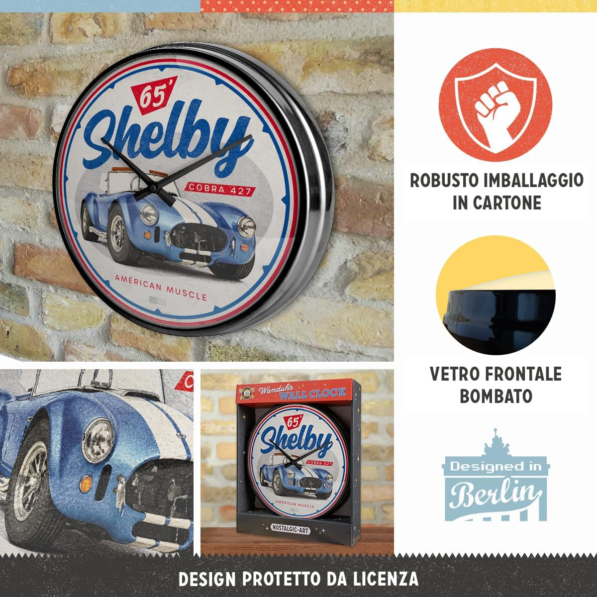 Ceas de perete Shelby - American Muscle Cobra 427 [3]