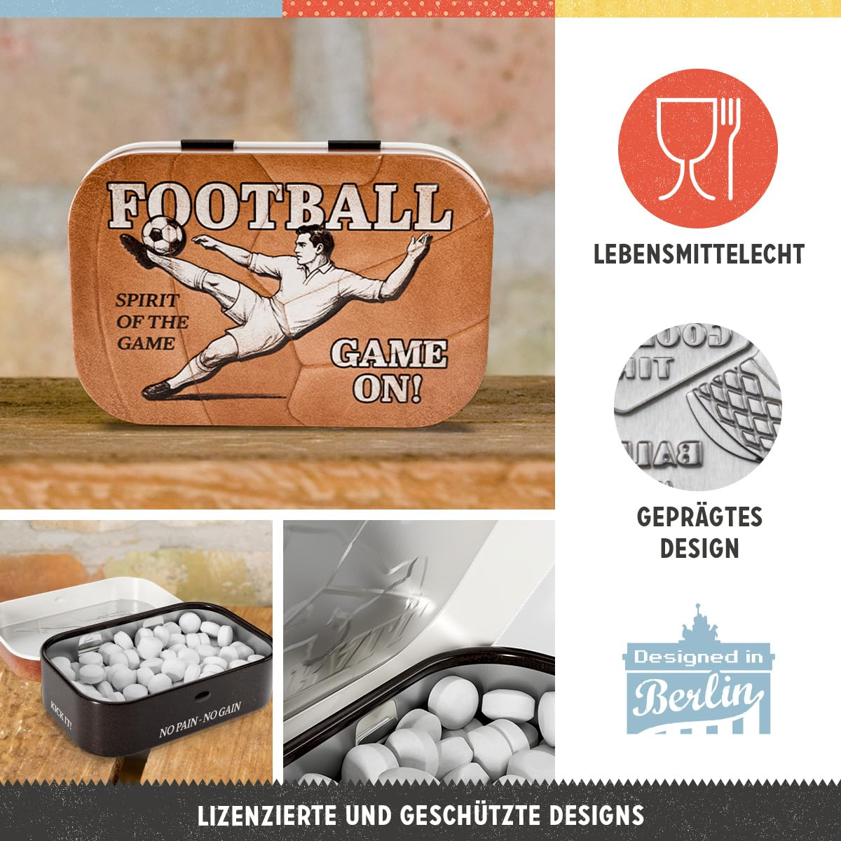 Cutie de buzunar Nostalgic-Art, 4x6x1.6 cm - Football [3]