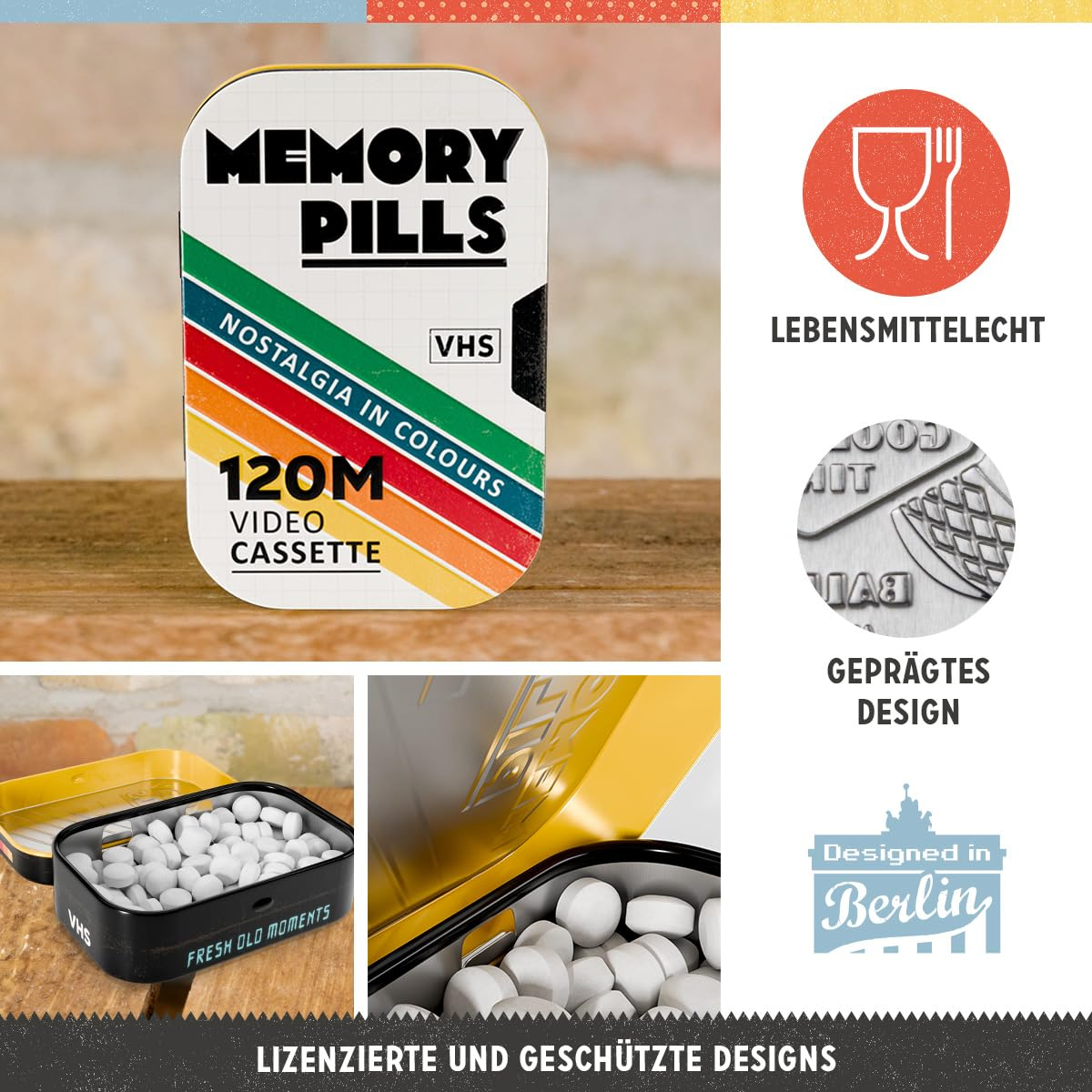 Cutie de buzunar Nostalgic-Art, 4x6x1.6 cm - Memory Pills Video [3]