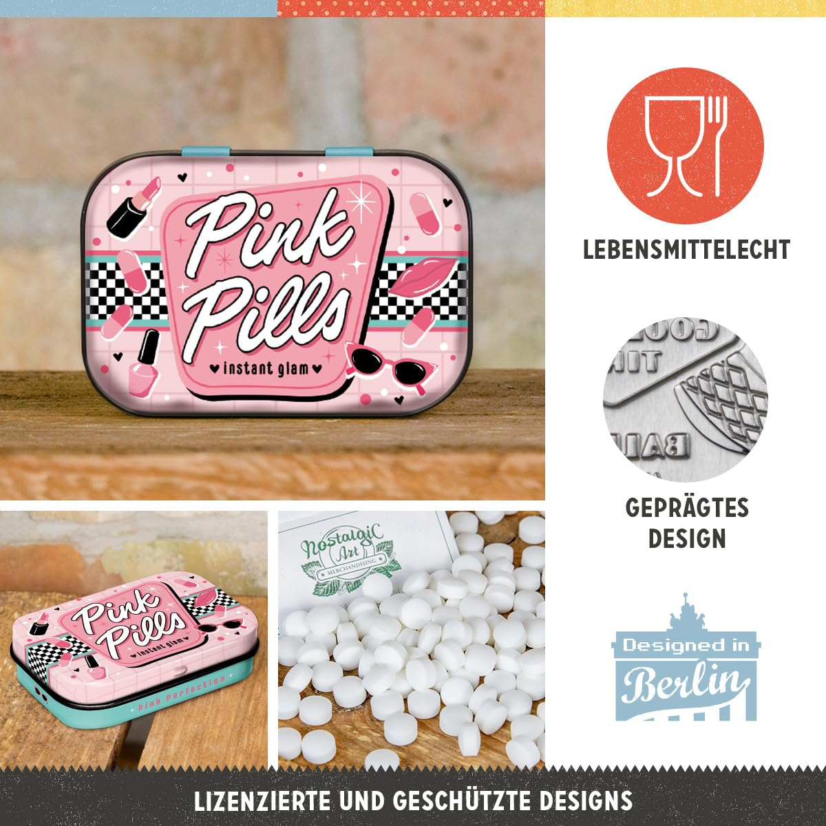 Cutie metalica de buzunar Pink Glam Pills [3]