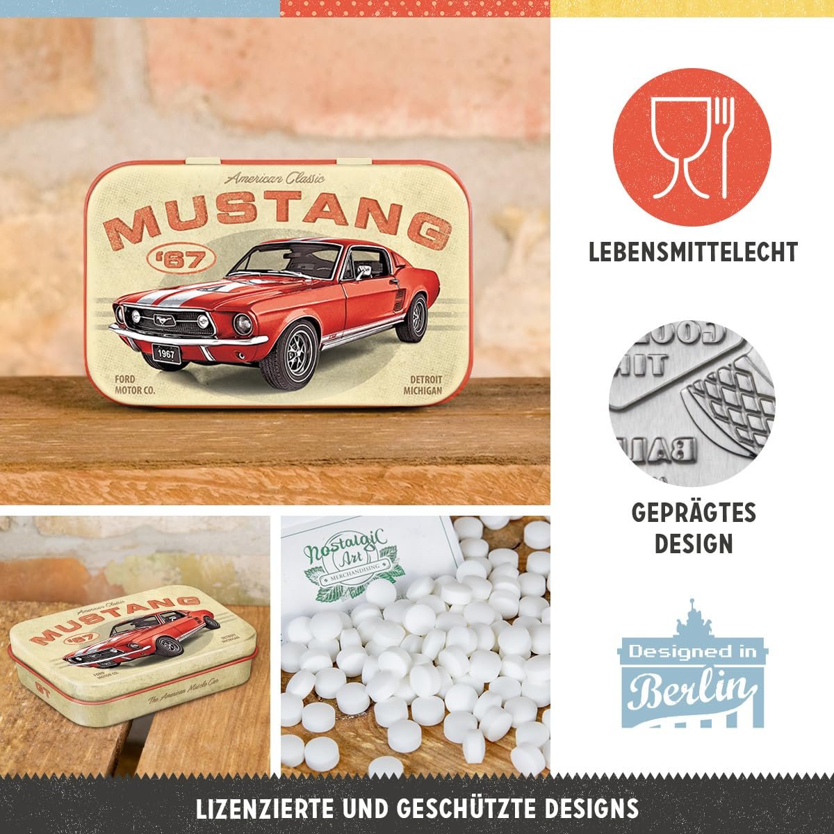 Cutie metalica de buzunar XL Ford Mustang GT 1967 Rosu [3]
