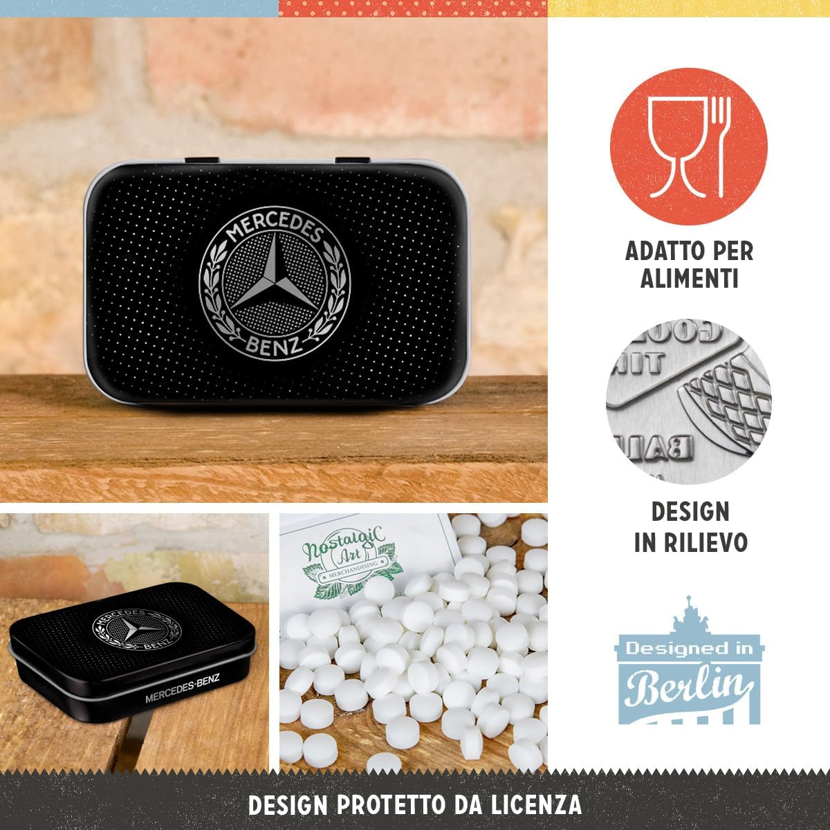 Cutie metalica de buzunar XL Mercedes-Benz Logo Negru si Argintiu [3]