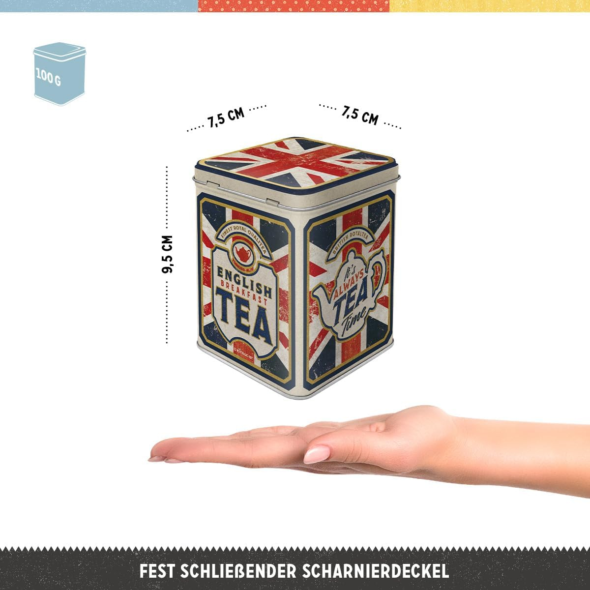 Cutie metalica pentru Ceai English Tea 7.5 x 7.5 x 9.5 cm [3]