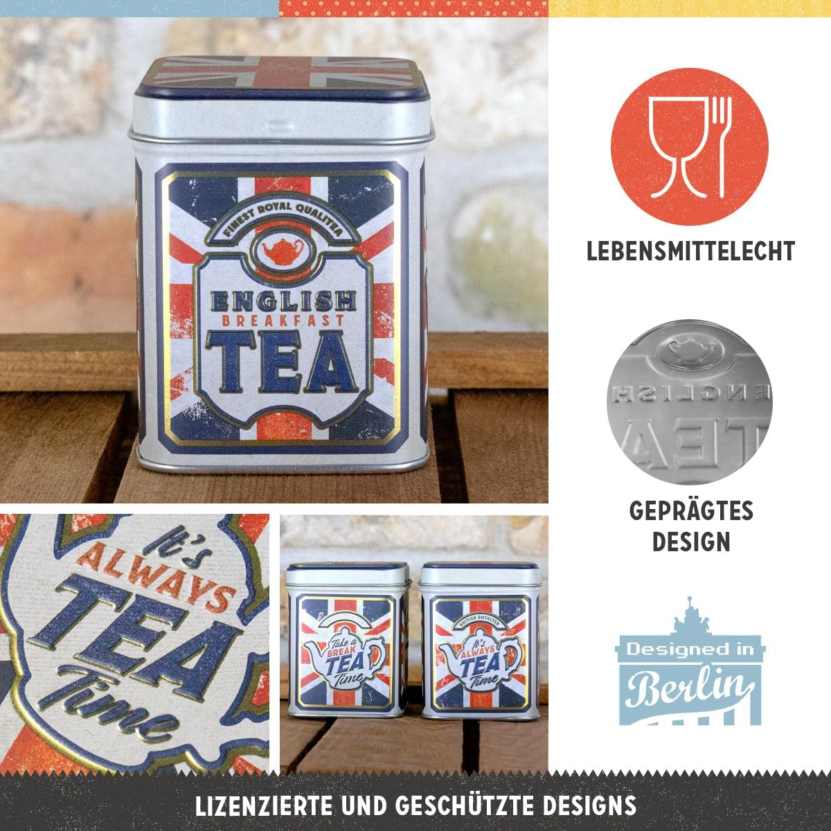 Cutie metalica pentru Ceai English Tea 7.5 x 7.5 x 9.5 cm [4]