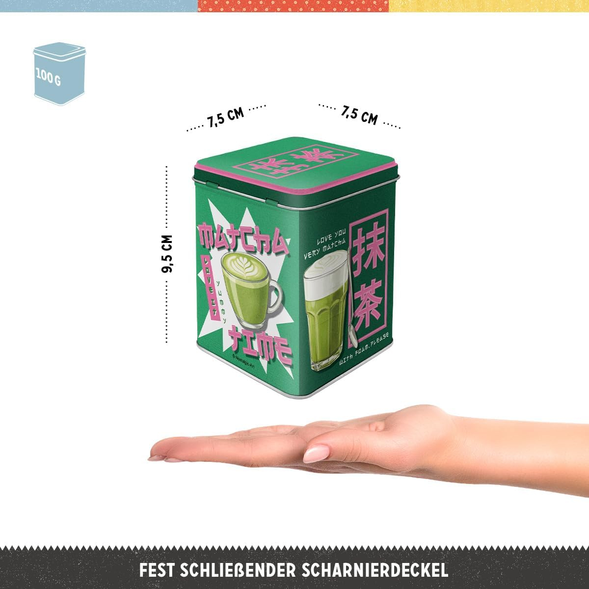 Cutie metalica pentru Ceai Matcha Time 7.5 x 7.5 x 9.5 cm [3]