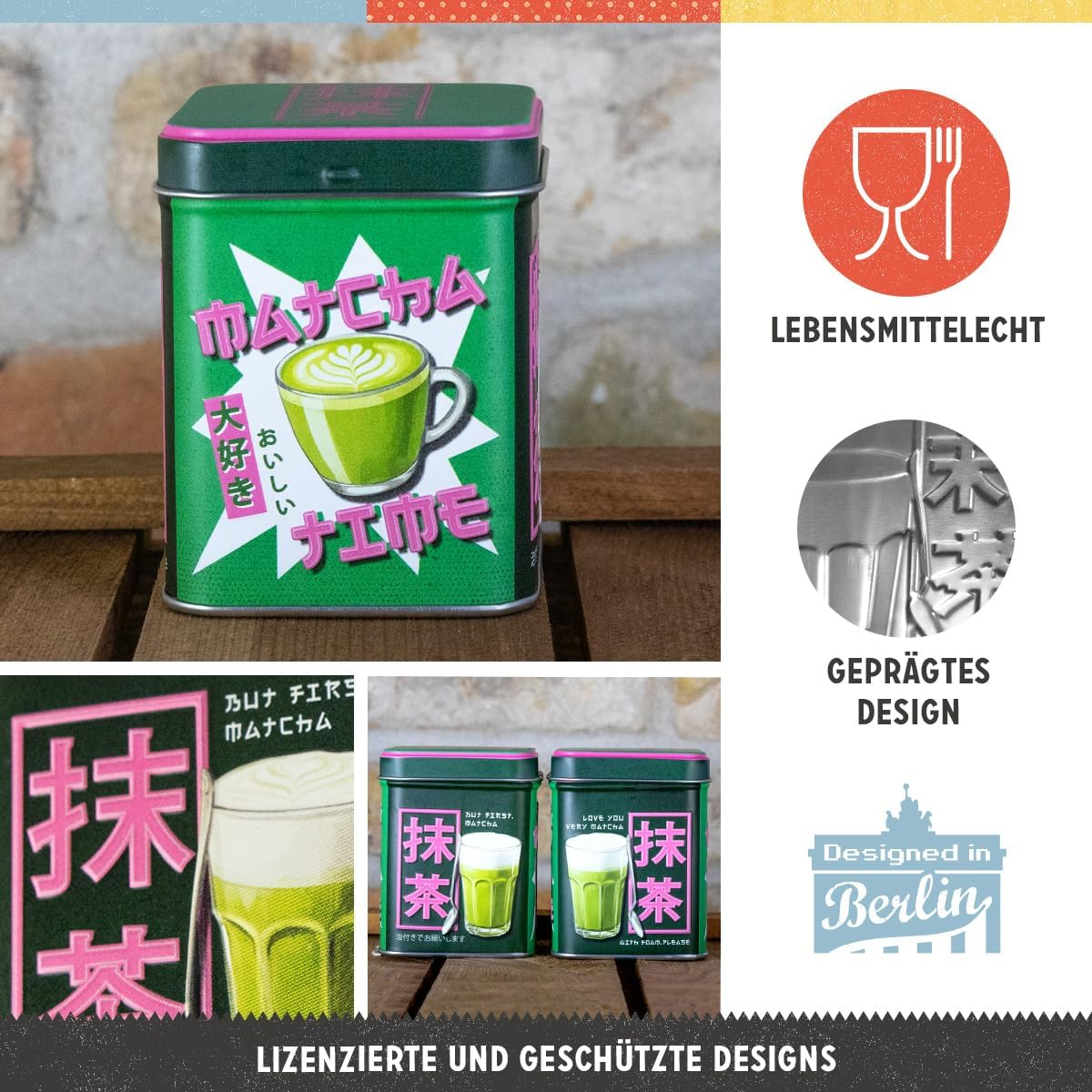 Cutie metalica pentru Ceai Matcha Time 7.5 x 7.5 x 9.5 cm [4]