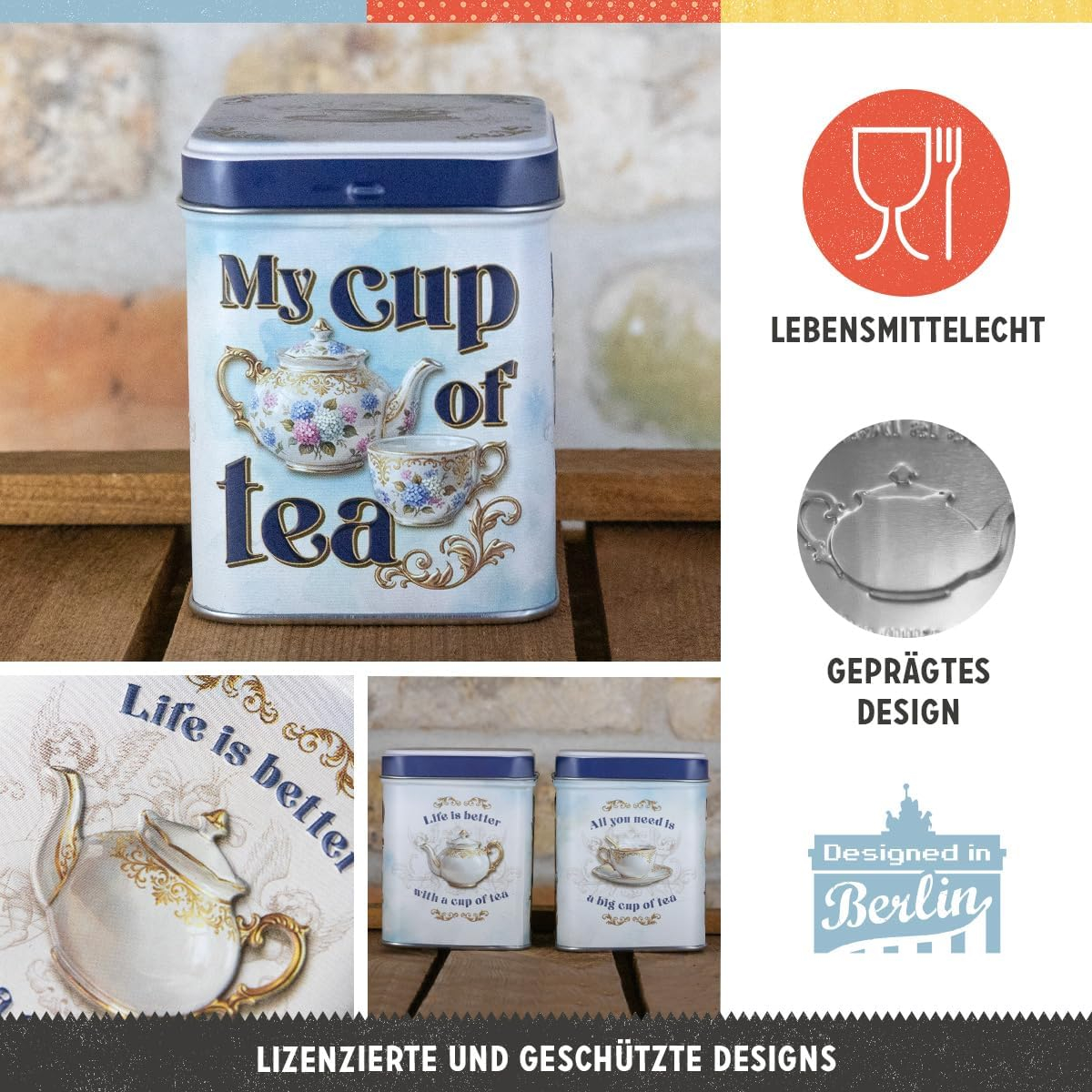 Cutie metalica pentru Ceai My Cup of Tea 7.5 x 7.5 x 9.5 cm [4]