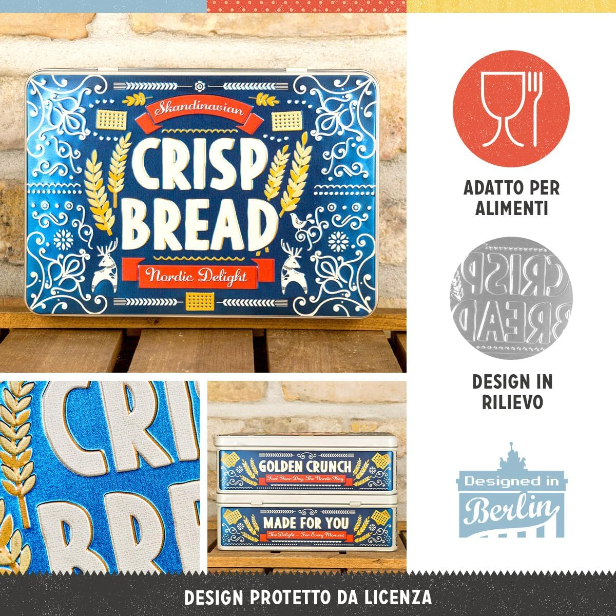 Cutie metalica plata Crisp Bread [4]